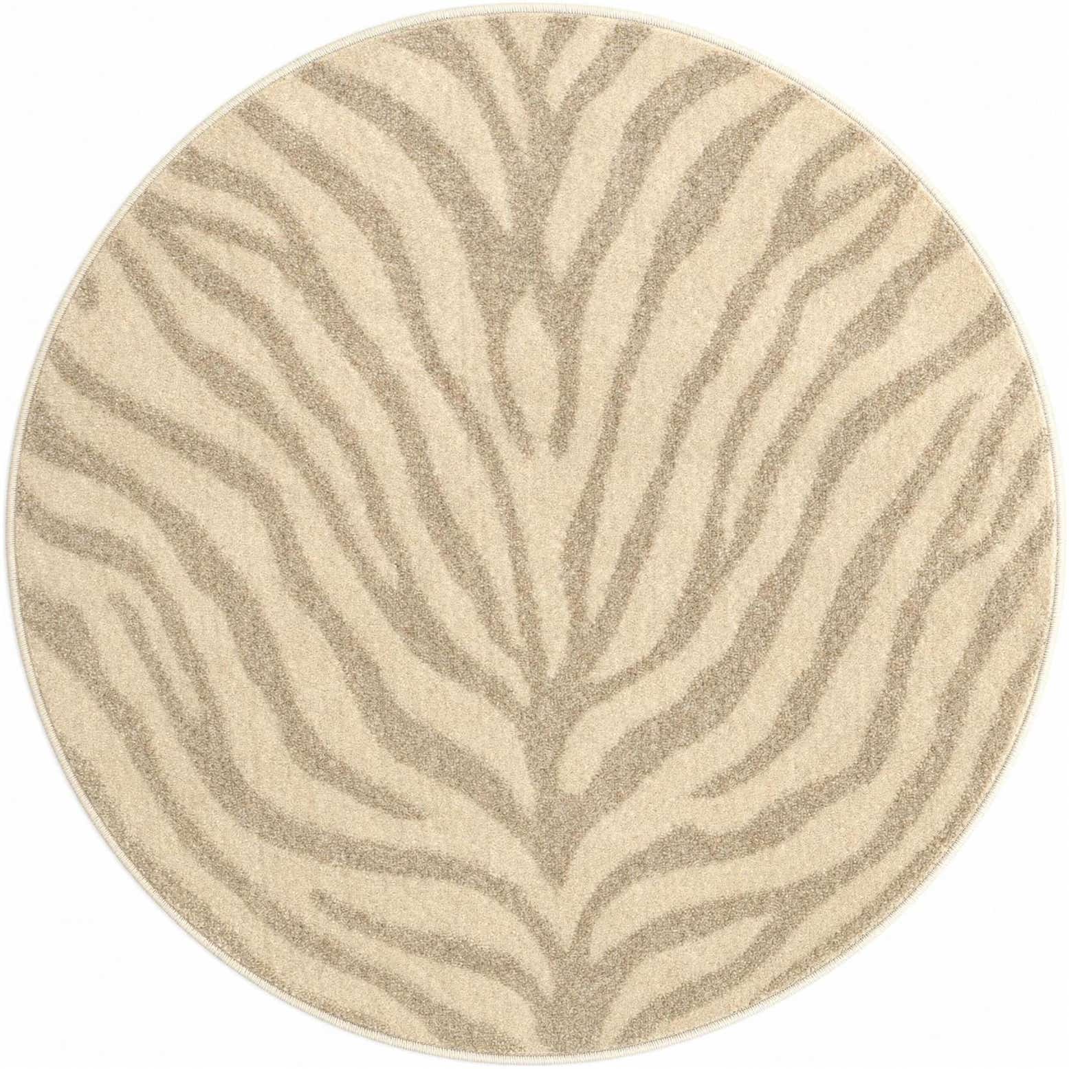 3' x 3' Fisk · Zebra rug, ivory and beige