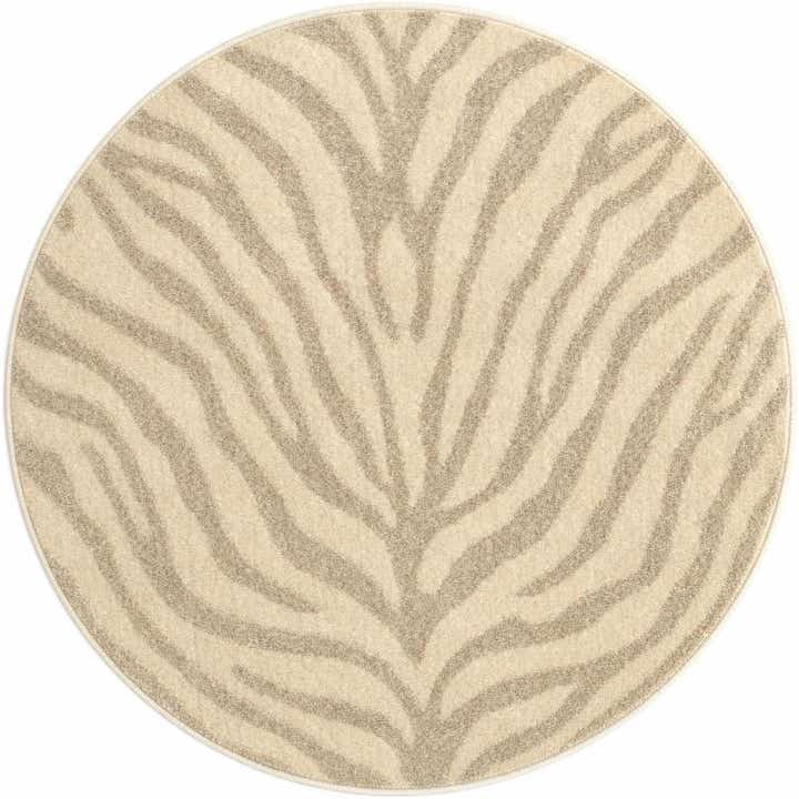 3' x 3' Fisk · Zebra rug, ivory and beige
