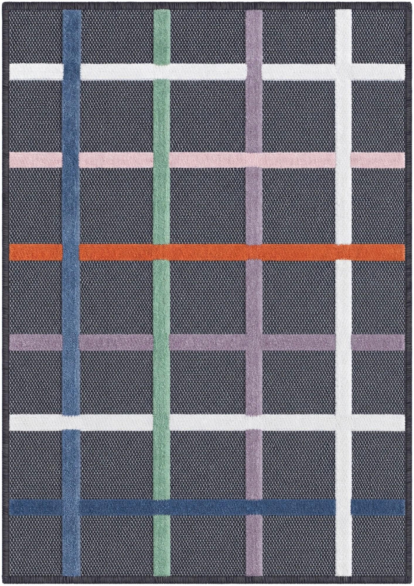 Franklin · Plaid Outdoor Rug, charcoal and multicolor