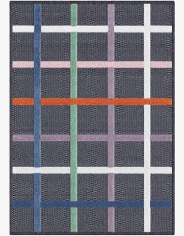 Franklin · Plaid Outdoor Rug, charcoal and multicolor