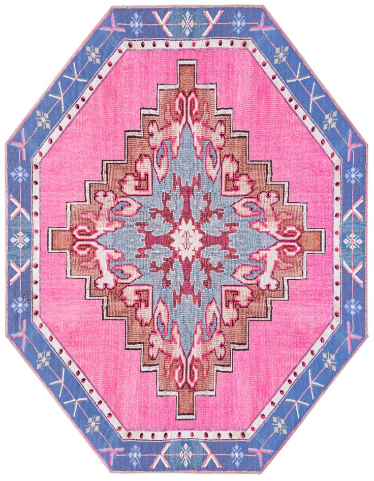 Detail image of 7' 6 x 7' 6 Washable Timeless Octagon Rug