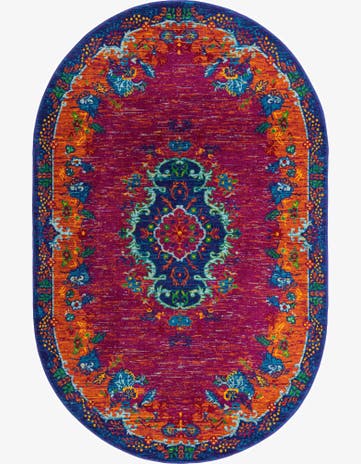 Fuchsia Calypso Oval Rug