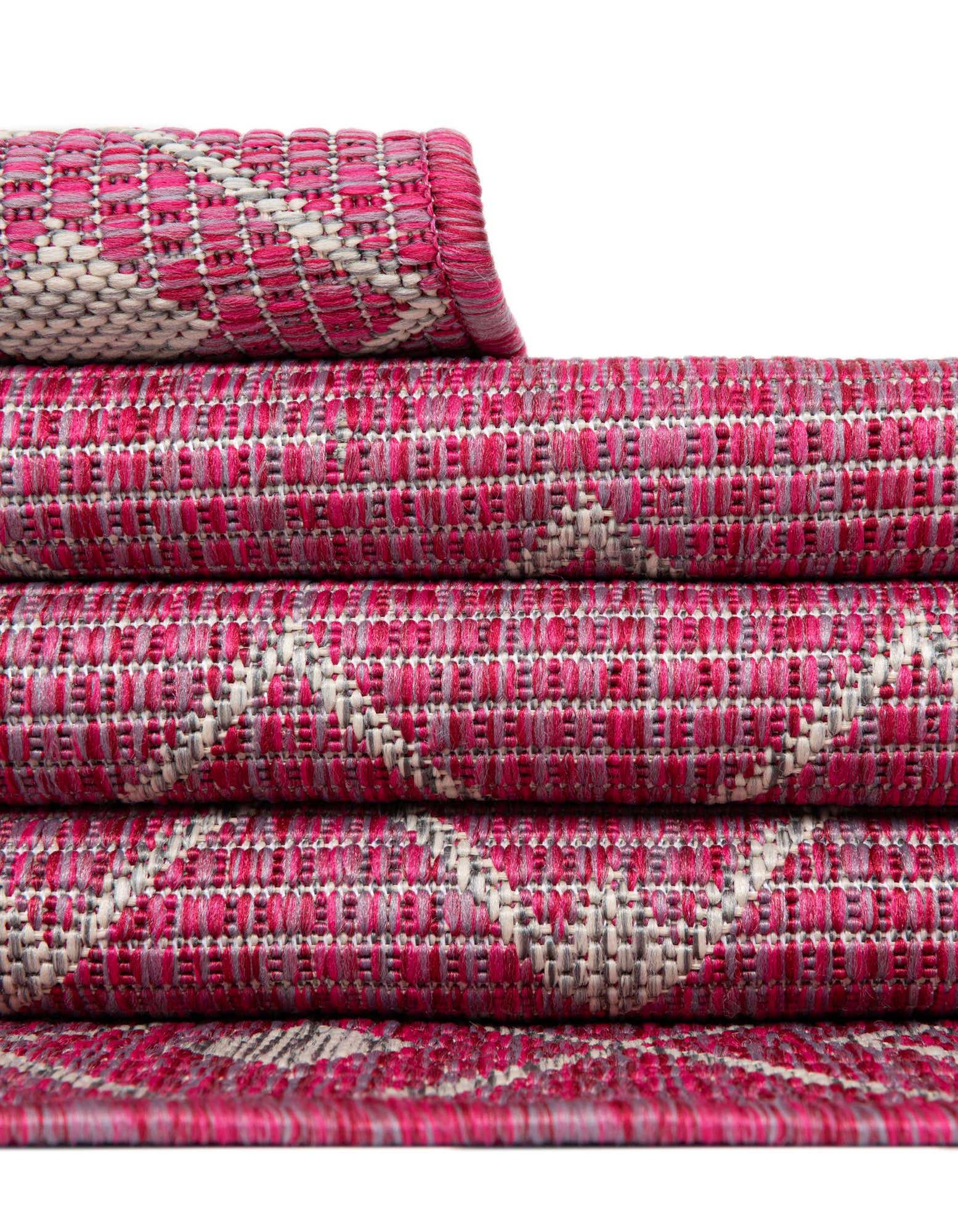 Custom Fuschia Easy-Clean Lattice Indoor / Outdoor Rug