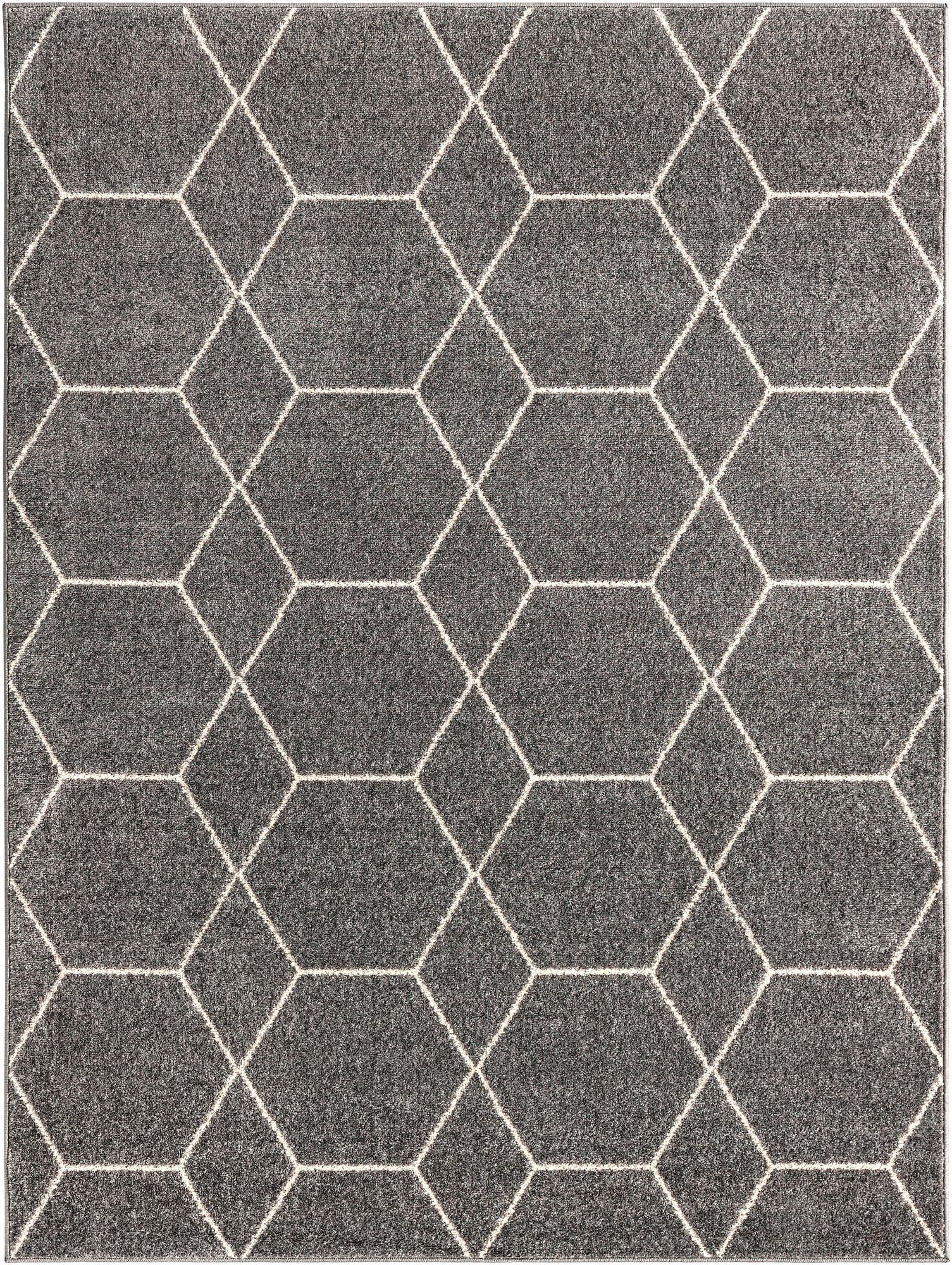 Galloway · Geometric lattice rug, gray and ivory