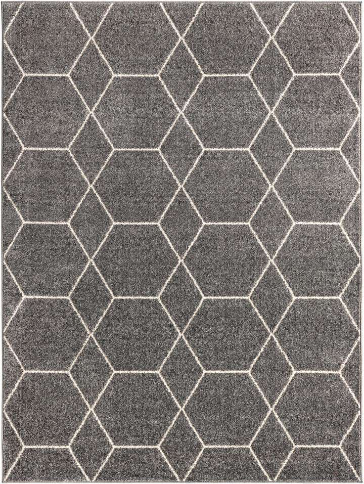 10' x 13' Galloway · Geometric lattice rug, gray and ivory