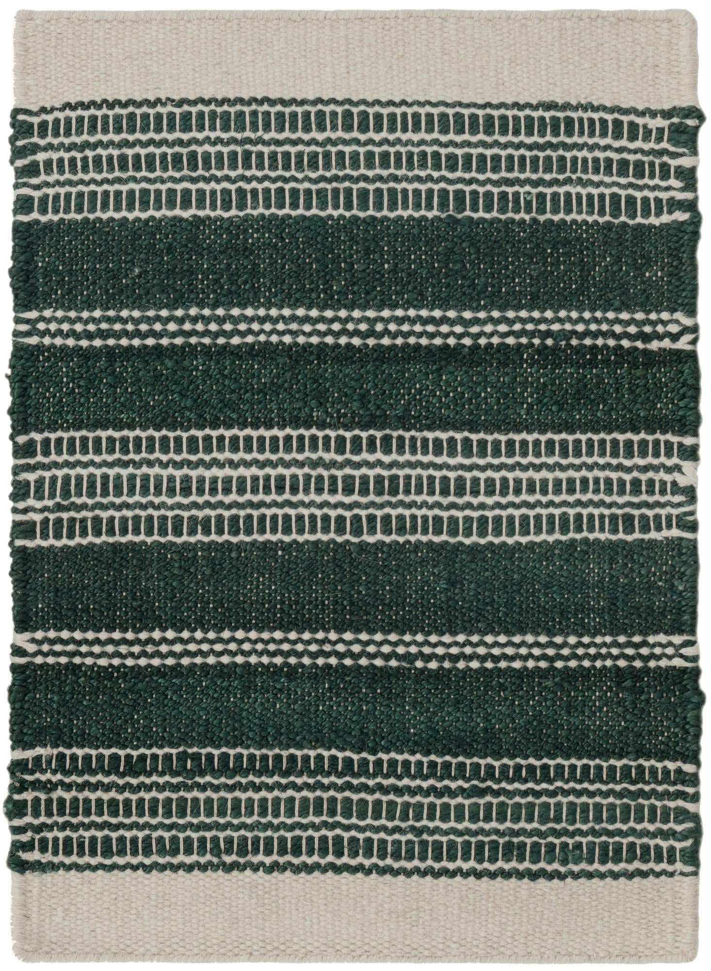 Galway · Striped Wool Rug, hunter green and ivory