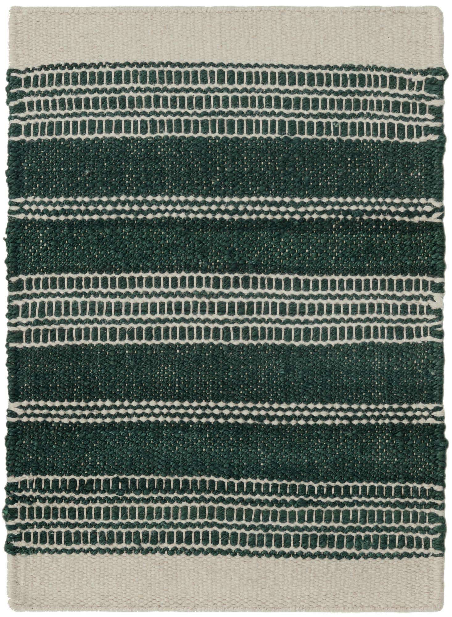 2' 2 x 3' 1 Galway · Striped Wool Rug, hunter green and ivory