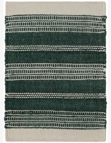 Galway · Striped Wool Rug, hunter green and ivory