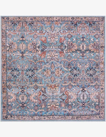 4' x 4' Gaskell · Persian floral rug, blue and rust