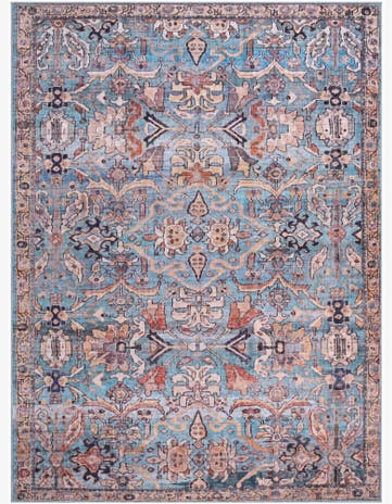 5' 3 x 7' Gaskell · Persian floral rug, blue and rust