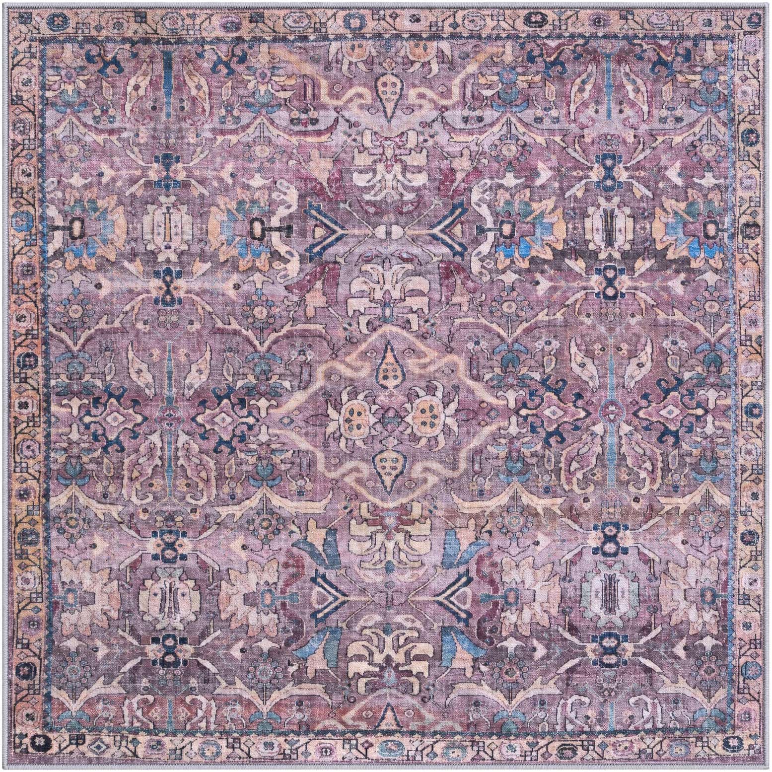4' x 4' Gaskell · Border rug, pink