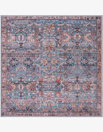 3' 3 x 3' 3 Gaskell · Persian floral rug, blue and rust
