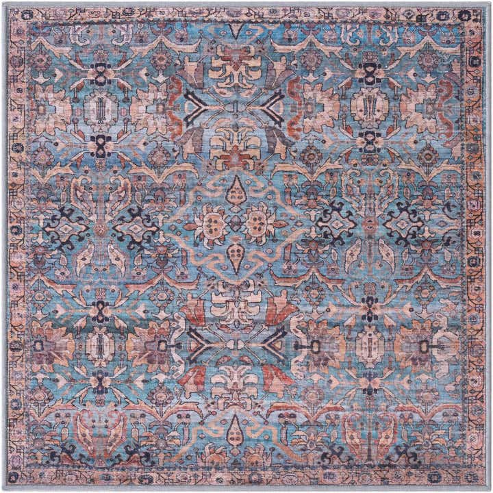 3' 3 x 3' 3 Gaskell · Persian floral rug, blue and rust