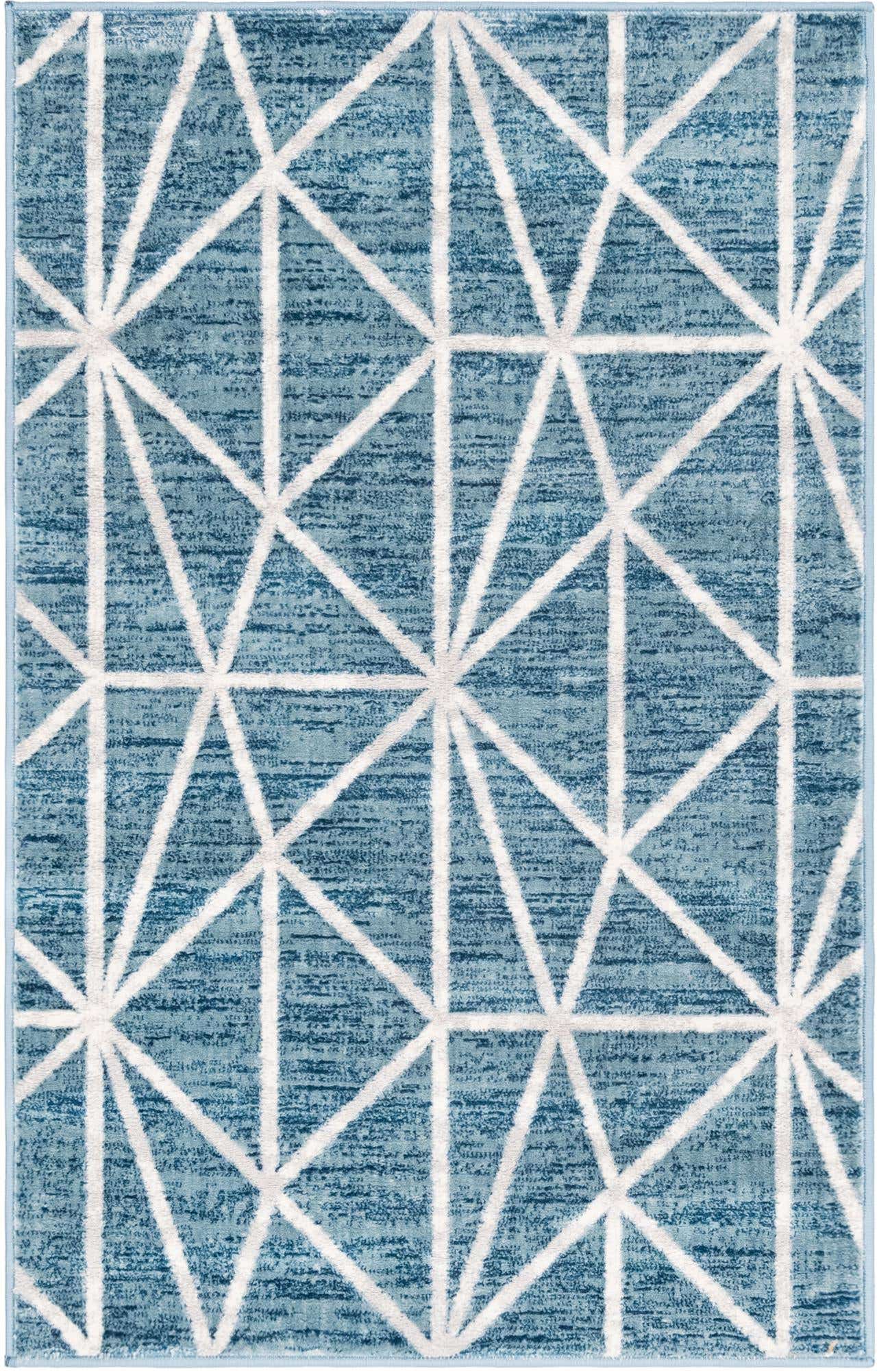 3' 3 x 5' 3 Gilman · Geometric rug, blue and ivory
