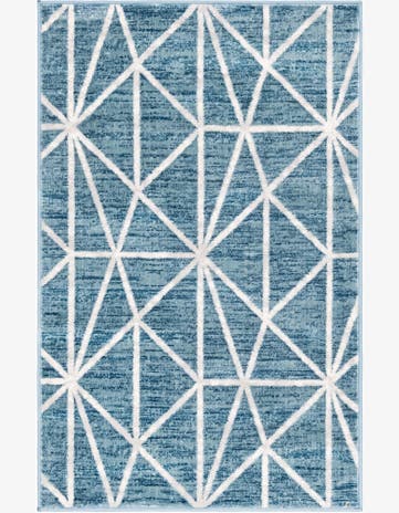 3' 3 x 5' 3 Gilman · Geometric rug, blue and ivory