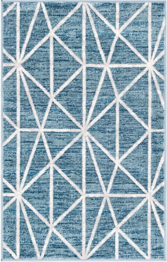 3' 3 x 5' 3 Gilman · Geometric rug, blue and ivory