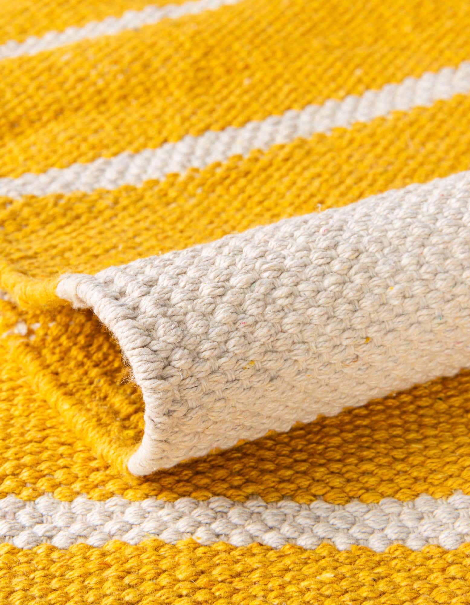 Custom Gold and White Hand Woven Chindi Cotton Rug