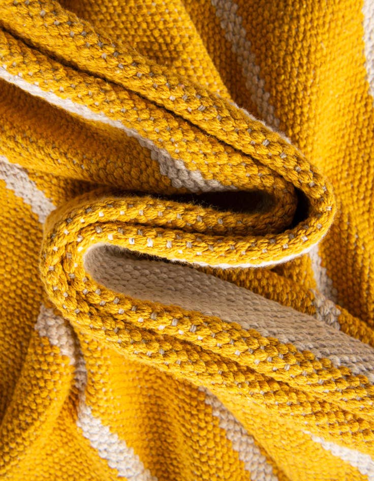 Detail image of Custom Gold and White Hand Woven Chindi Cotton Rug