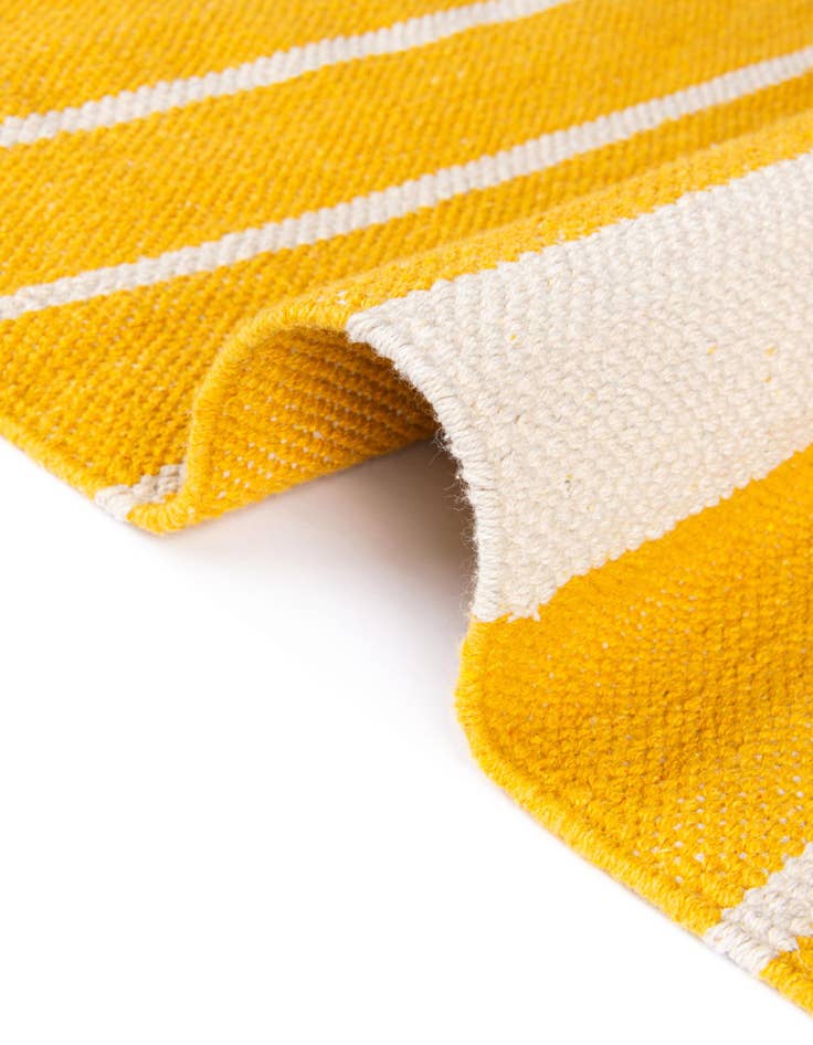 Detail image of Custom Gold and White Hand Woven Chindi Cotton Rug