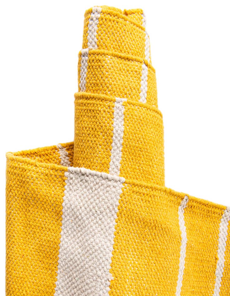 Detail image of Custom Gold and White Hand Woven Chindi Cotton Rug
