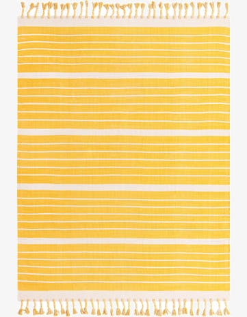 Gold and White Hand Woven Chindi Cotton Rug