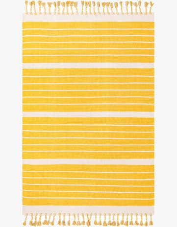 Gold and White Hand Woven Chindi Cotton Rug