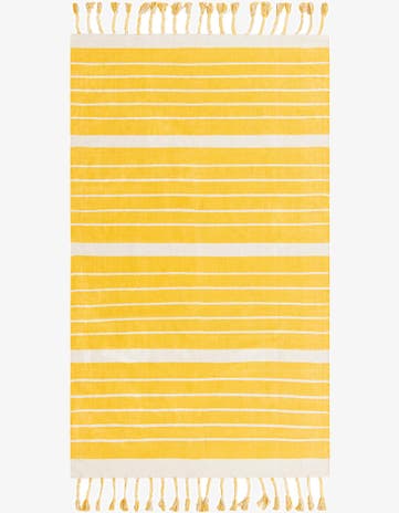 Gold and White Hand Woven Chindi Cotton Rug