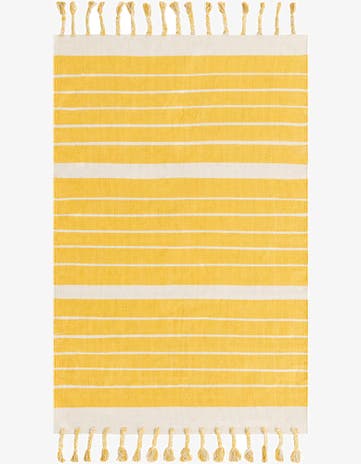 Gold and White Hand Woven Chindi Cotton Rug