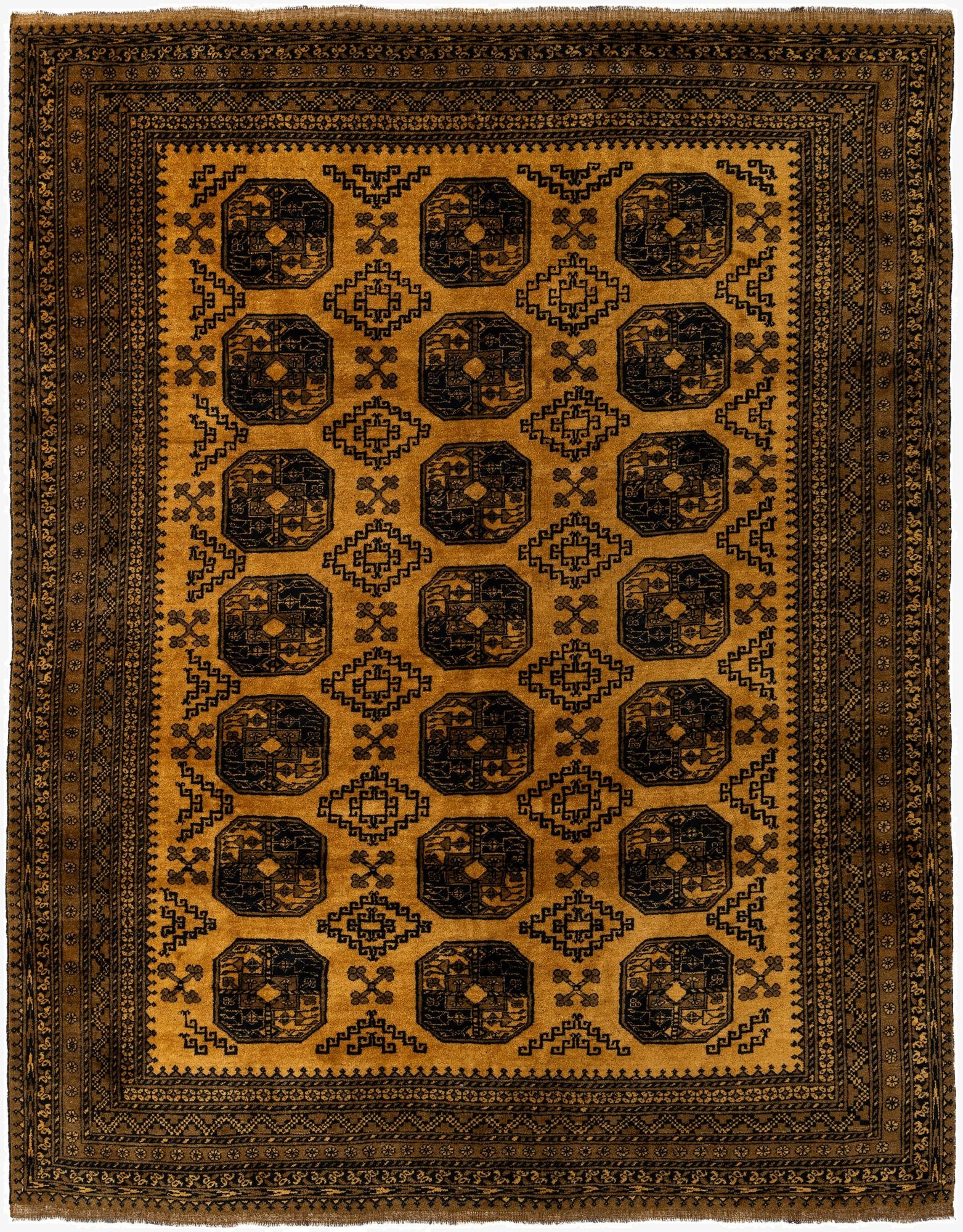 8' 7 x 11' 4  Hand Knotted Afghan Akhche Wool Rug