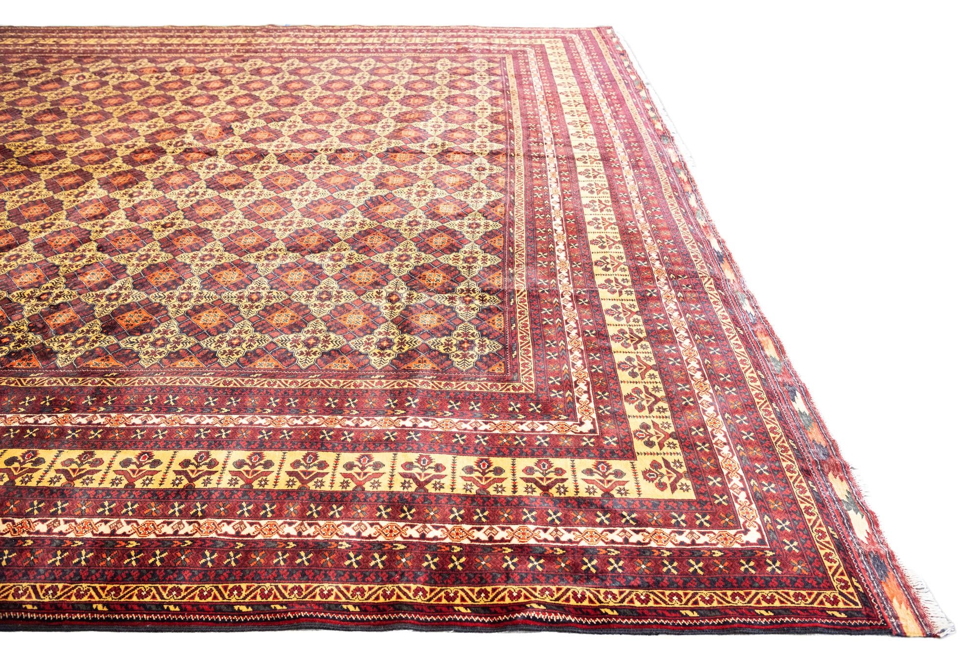 15' 8 x 19' 6 Hand Knotted Afghan Ersari Wool Rug