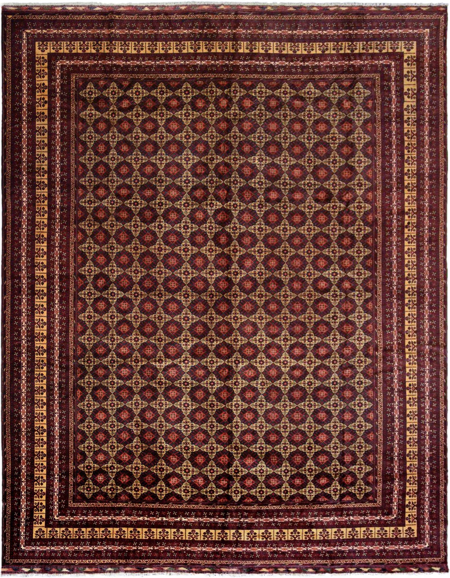 15' 8 x 19' 6 Hand Knotted Afghan Ersari Wool Rug