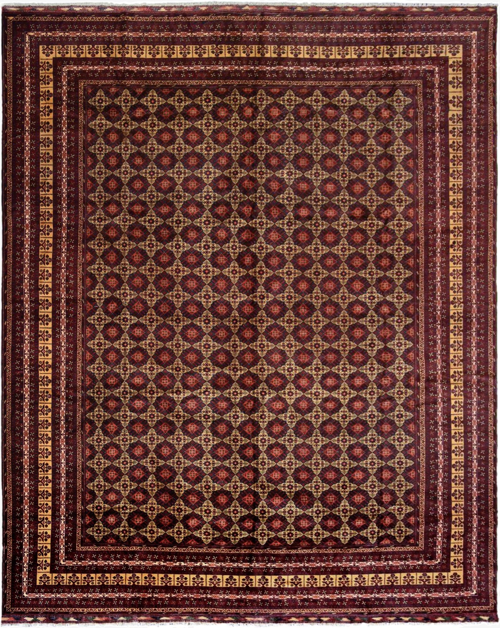 15' 8 x 19' 6  Hand Knotted Afghan Ersari Wool Rug
