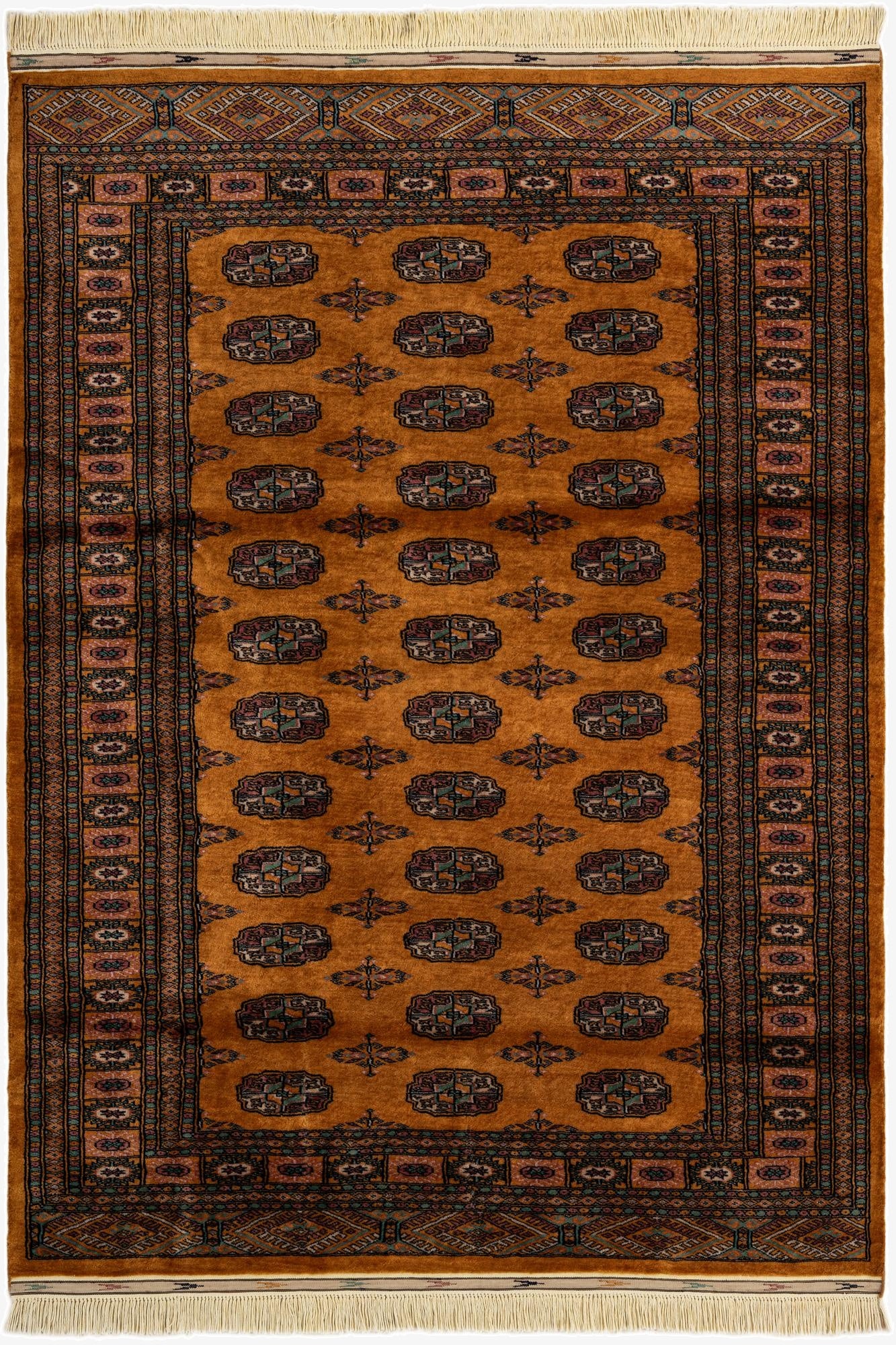 4' 6 x 6' 2  Hand Knotted Bokhara Wool Rug