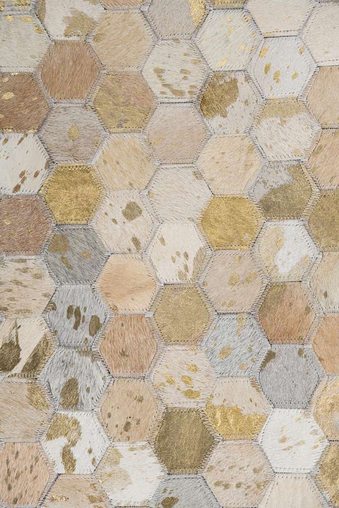 5' 2 x 8' Cowhide Leather Rug