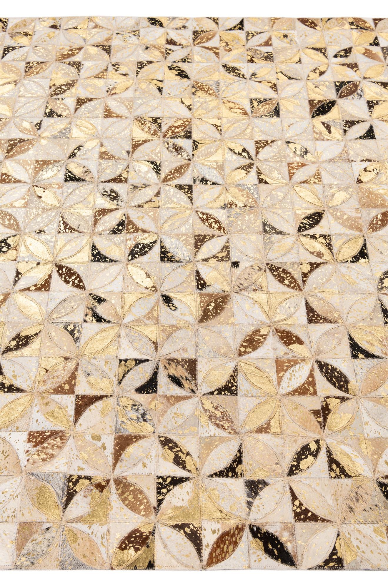 5' x 7' 9 Cowhide Leather Rug