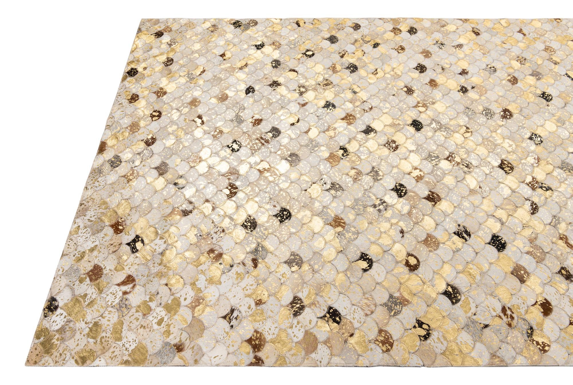 4' 10 x 8' Cowhide Leather Rug