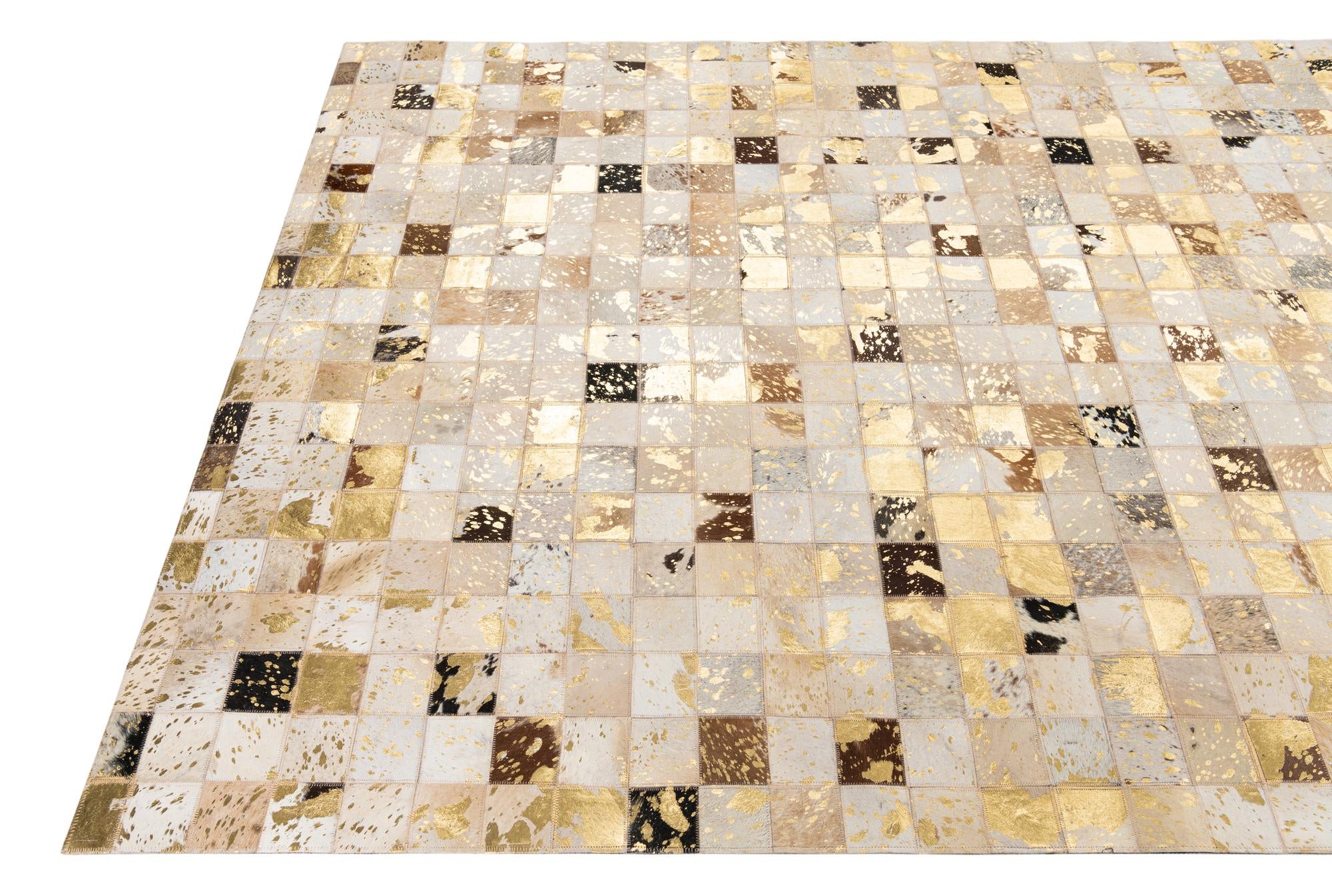 4' 10 x 8' Cowhide Leather Rug