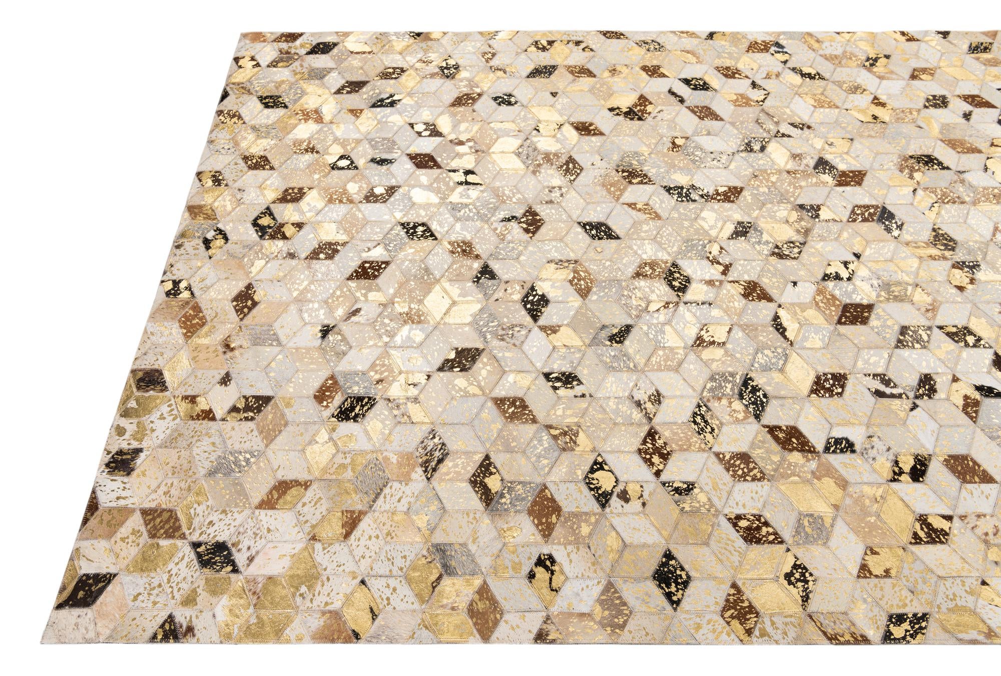 5' x 7' 10 Cowhide Leather Rug