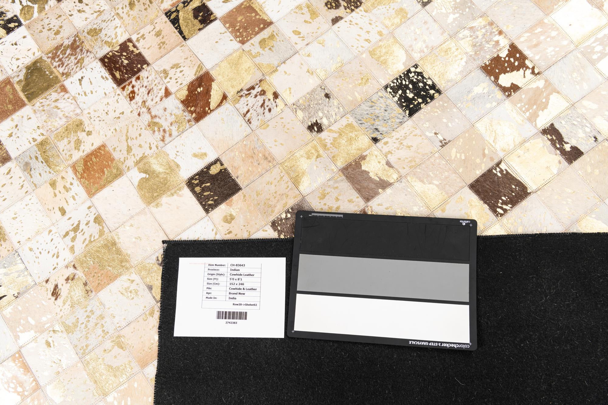 5' x 8' 1 Cowhide Leather Rug