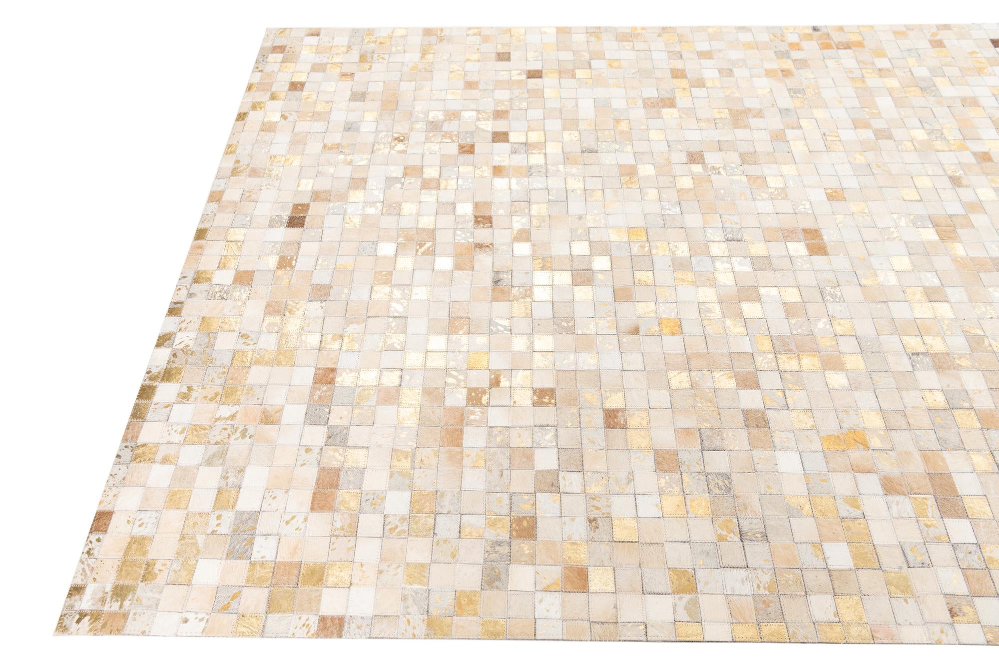 5' x 8' 1 Cowhide Leather Rug