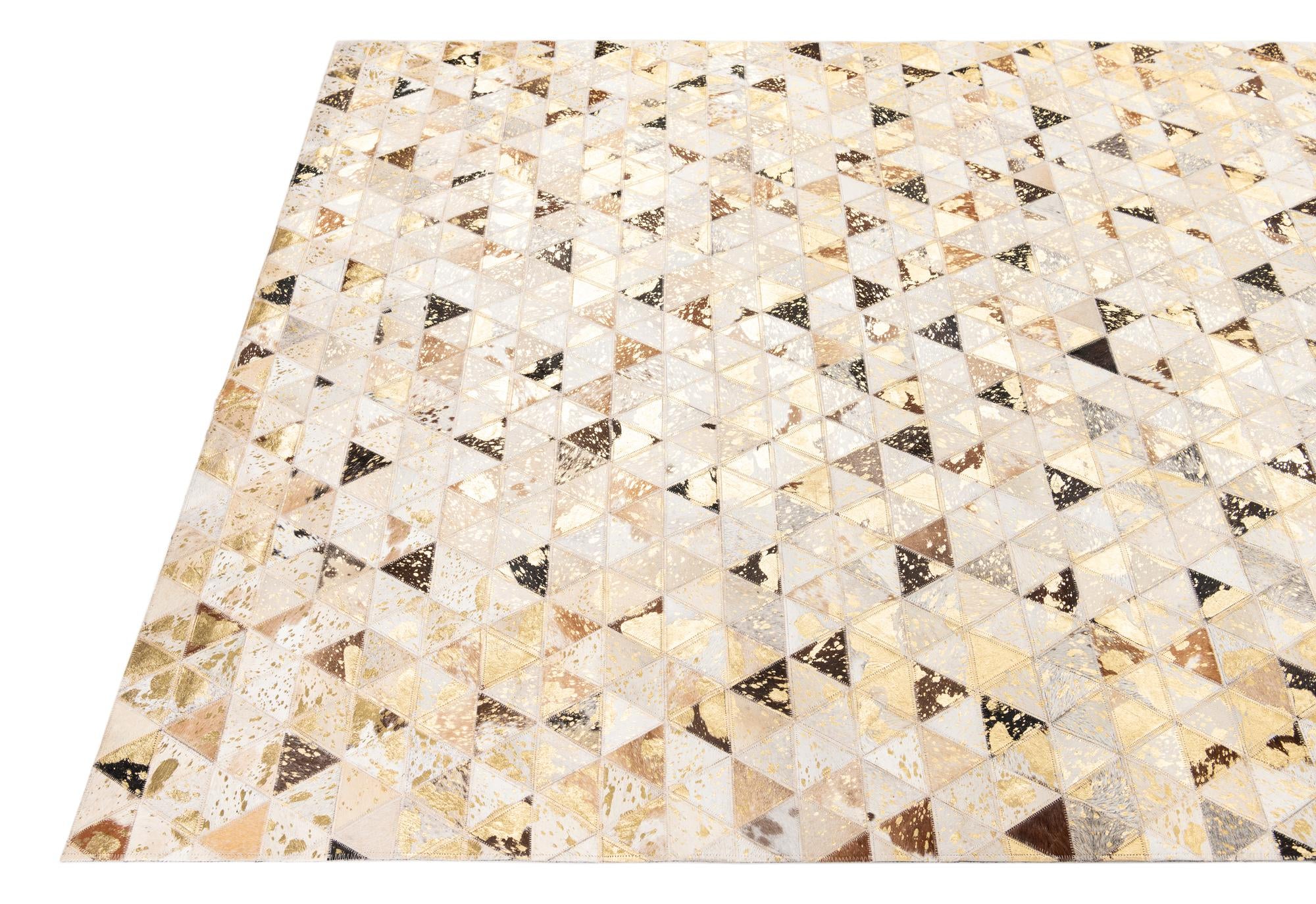 4' 10 x 7' 10 Cowhide Leather Rug