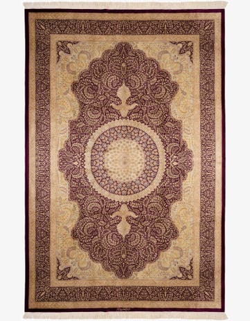 6' 6 x 9' 9 Hand Knotted Ghom Silk Persian Rug