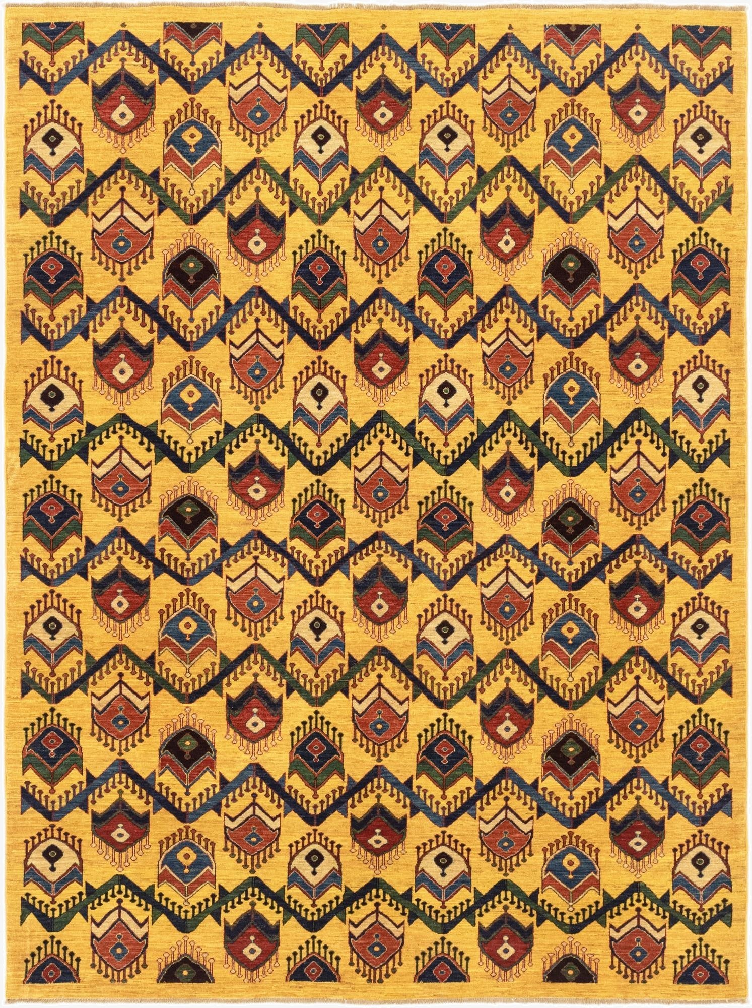  6' 1 x 8' 2  Hand Knotted Ikat Oriental Rug