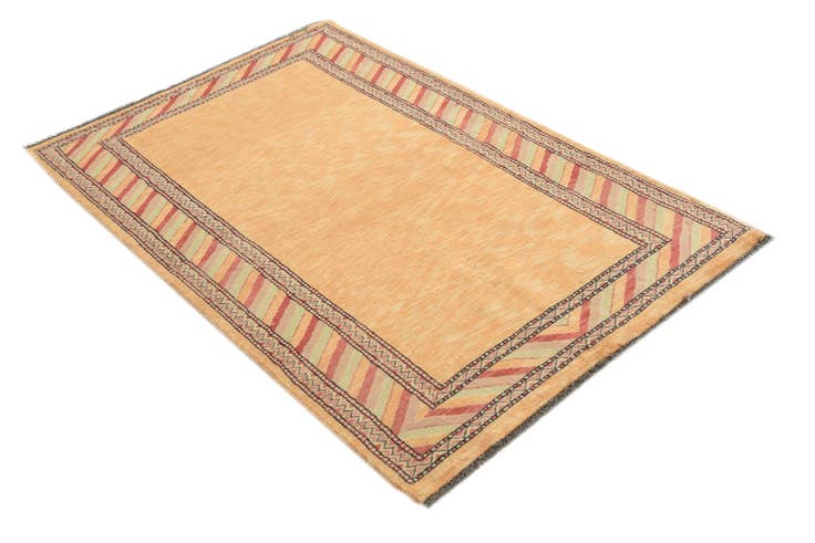 Detail image of 3' 2 x 4' 10 Hand Knotted Kashkuli Gabbeh Oriental Wool Rug