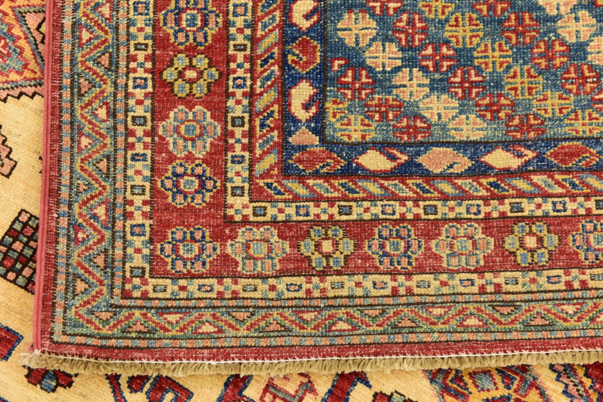 6' x 8' 3 Hand Knotted Kazak Rug
