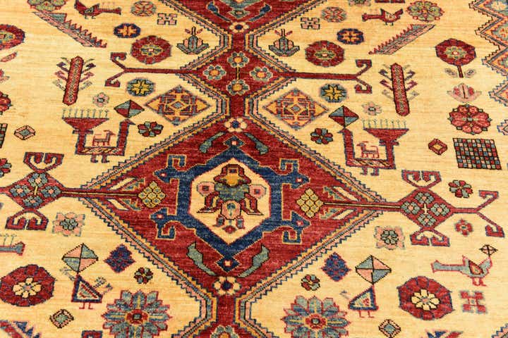 185cm x 250cm Handgeknoopt Kazak Vloerkleed