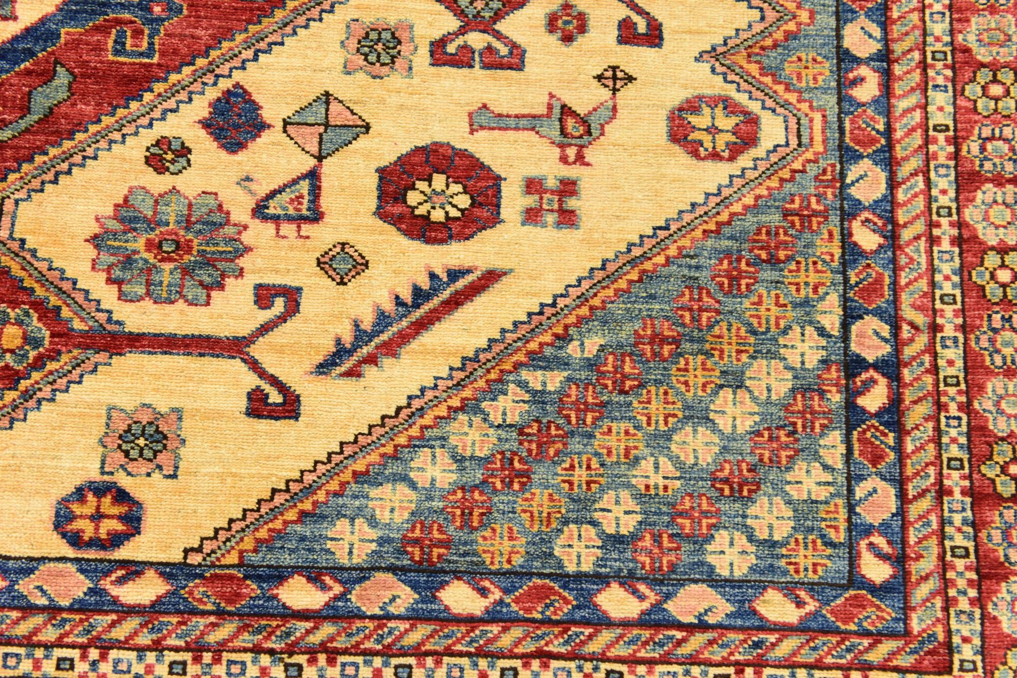 6' x 8' 3 Hand Knotted Kazak Rug