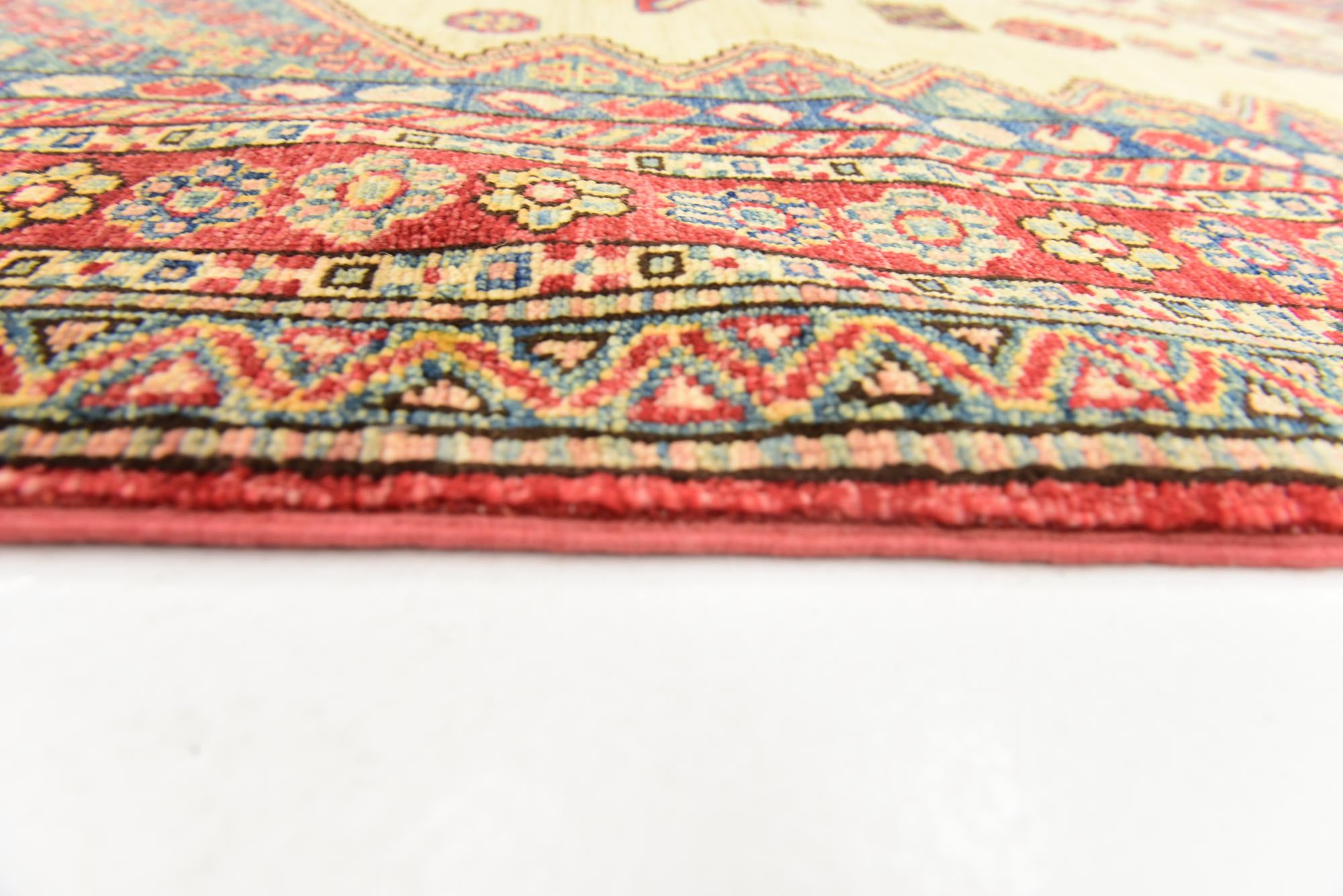 6' x 8' 3 Hand Knotted Kazak Rug