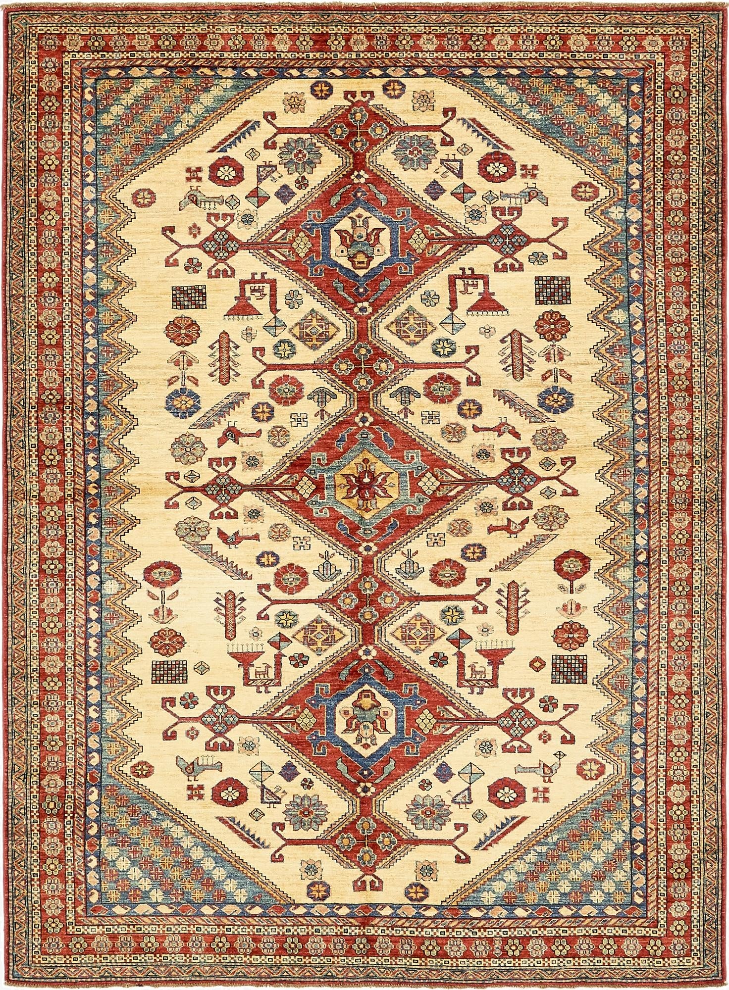 6' x 8' 3  Hand Knotted Kazak Rug