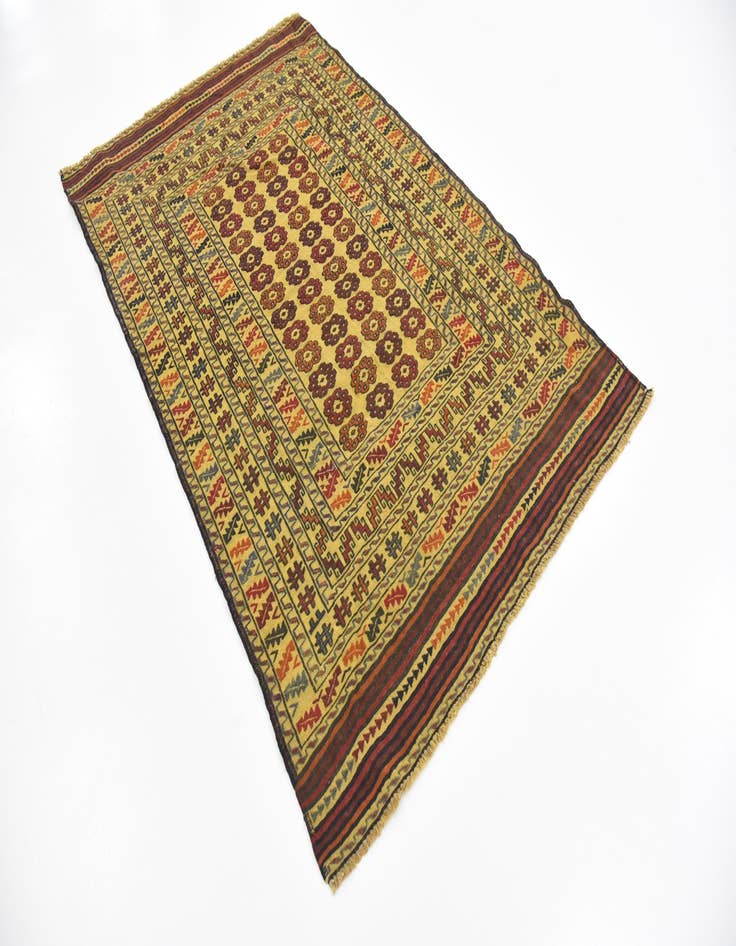 Detail image of 3' 10 x 6' 4 Hand Woven Kilim Afghan Wool Rug